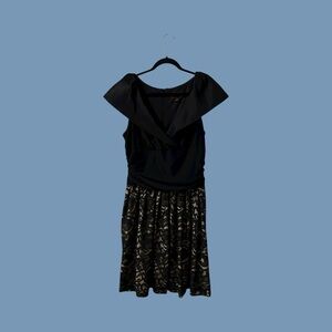 Scarlett Fit and Flair Black Lace and Satin Dress Size 16